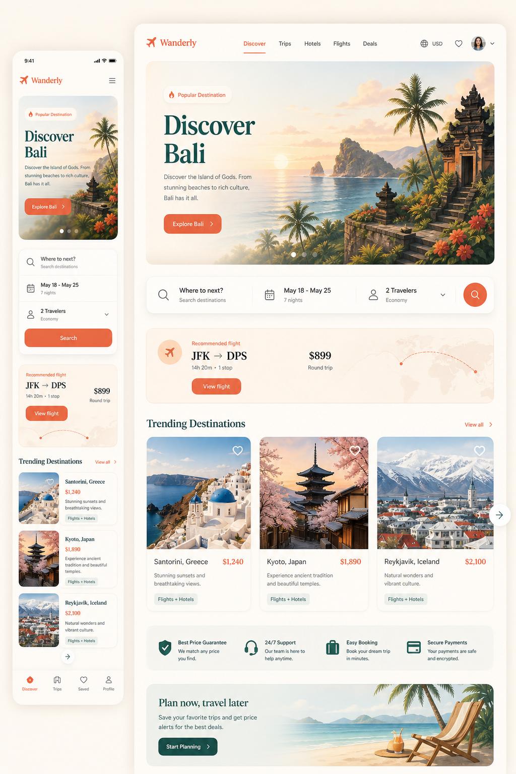 Wanderly — Travel Booking App